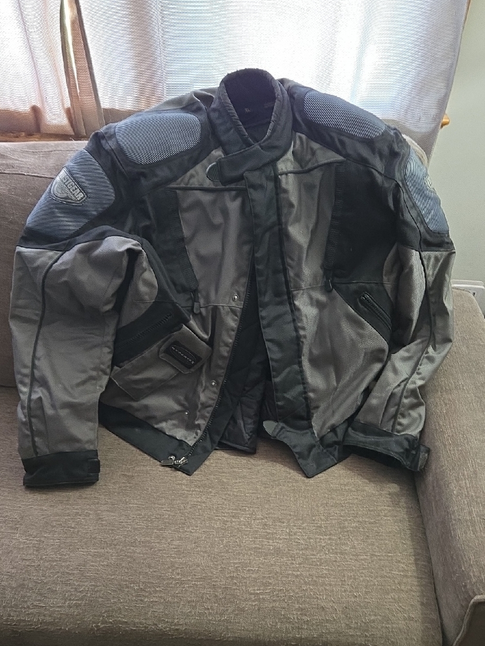 Men's Black and Gray Textile Performance Motorcycle Jacket